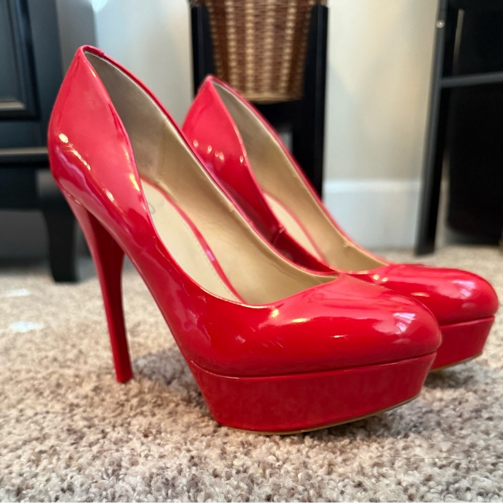 Aldo Vibrant Red Platform Heels